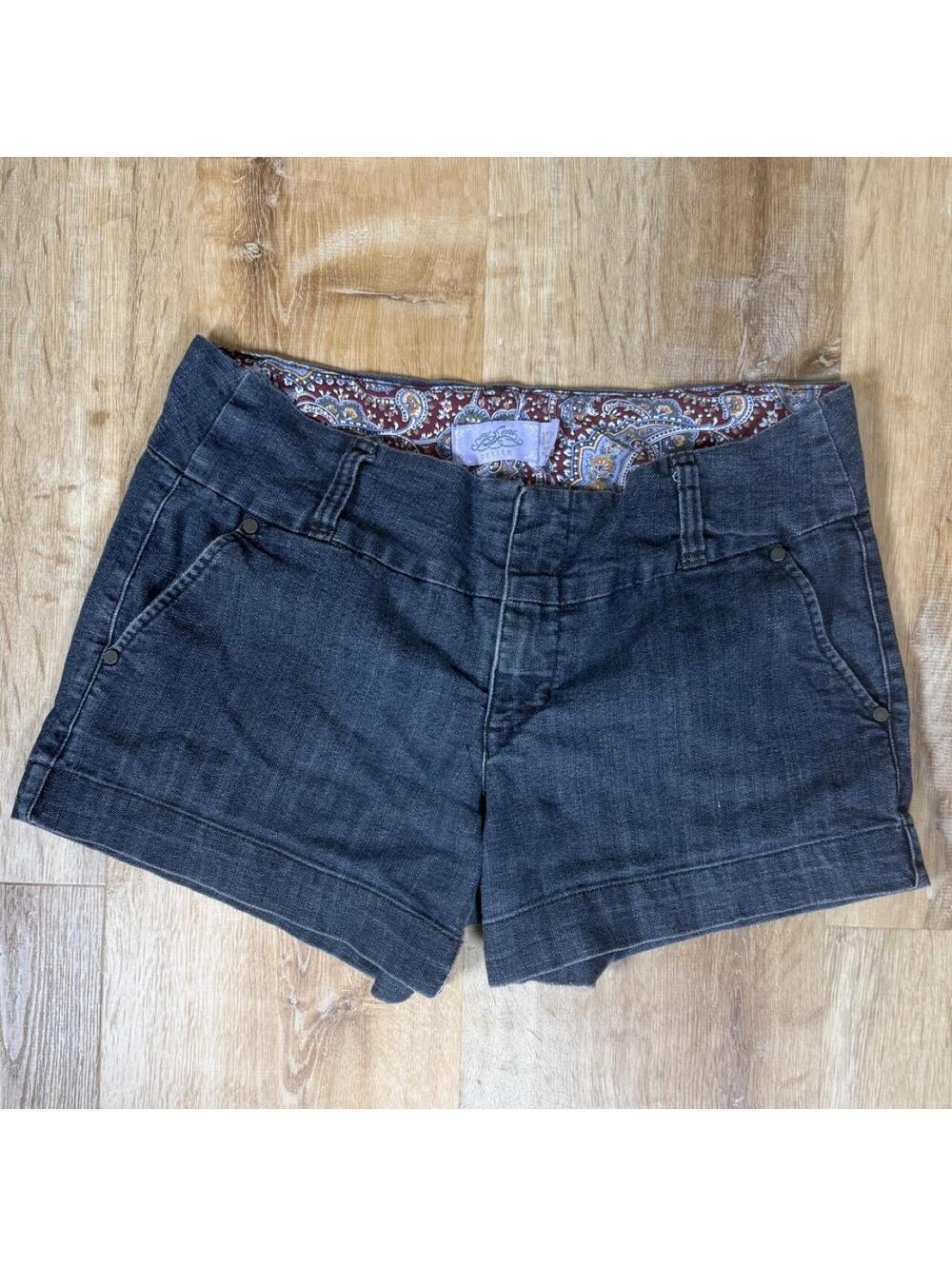 Navy Denim Shorts with Paisley Lining Size 12